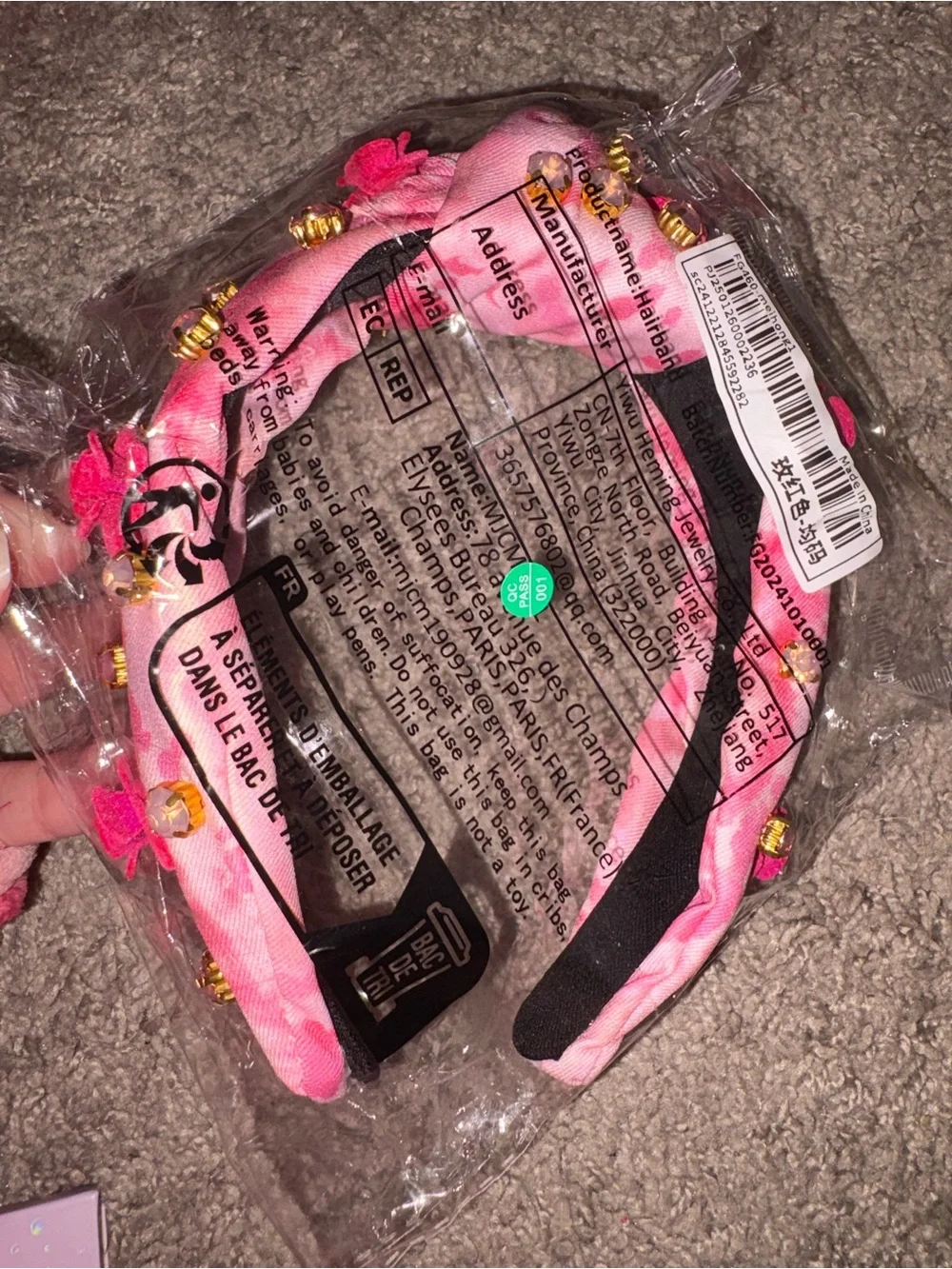 Pink Floral Embellished Padded Headband - Women Accessories